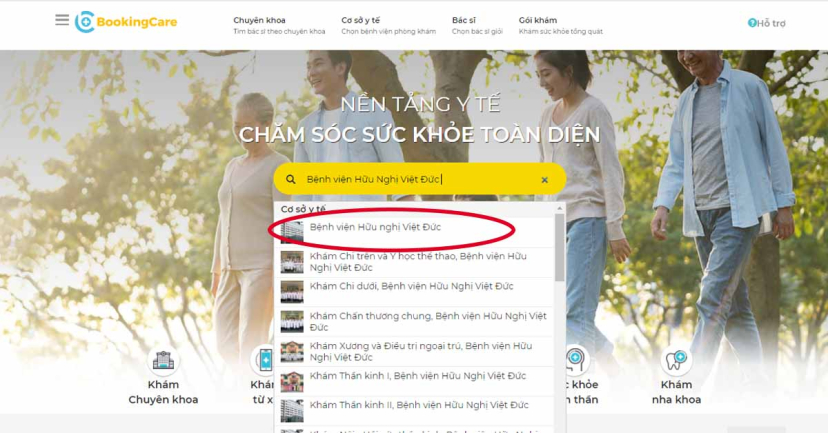 Tìm Bệnh viện Việt Đức trên trang chủ của BookingCare
