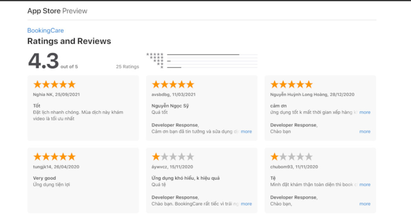 review ứng dụng khám bệnh online bookingcare trên app store