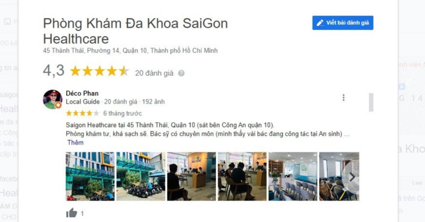Review thăm khám tại phòng khám Đa khoa Saigon Healthcare 