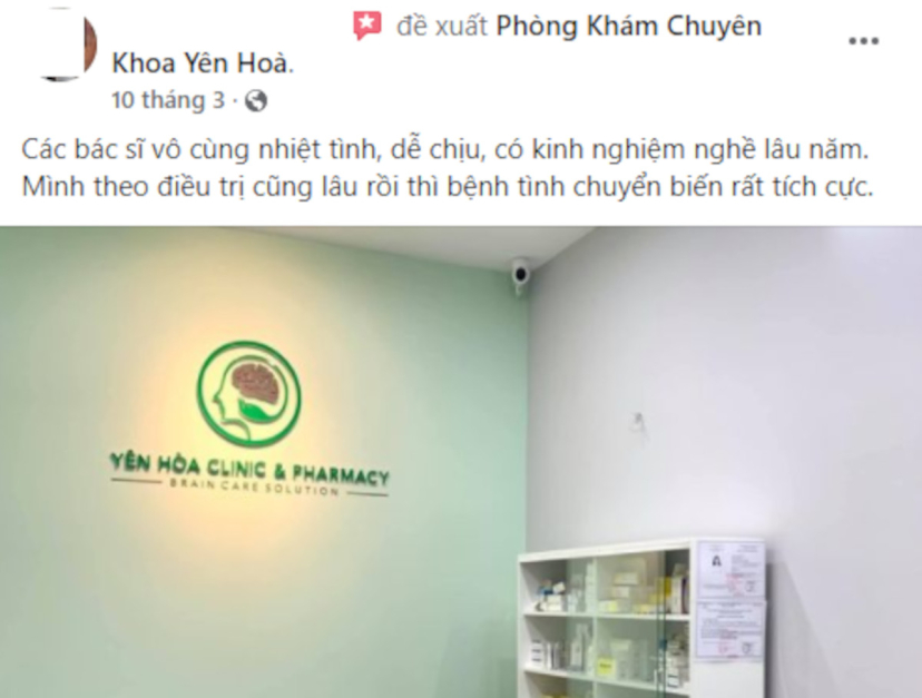 Review của người bệnh đã thăm khám, điều trị tại Phòng khám Chuyên khoa Yên Hòa