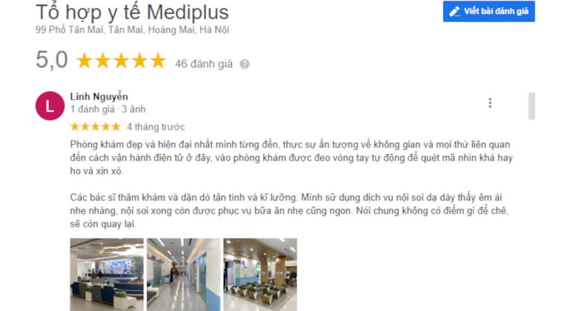 Review của người bệnh về Phòng khám Mediplus