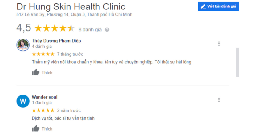 review trị mụn tại Dr hung skin health clinic