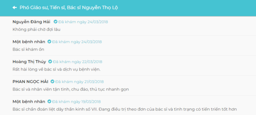Người bệnh phản hồi tốt sau khám với BS Nguyễn Thọ Lộ - BV Bảo Sơn 